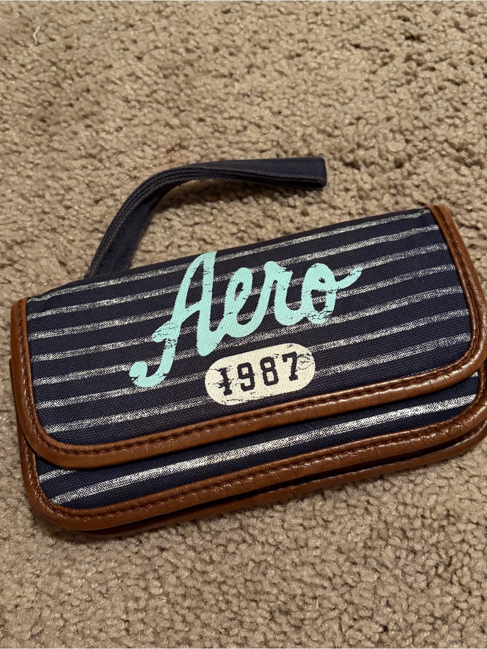 Aeropostale Aero Navy Striped Clutch Wallet
